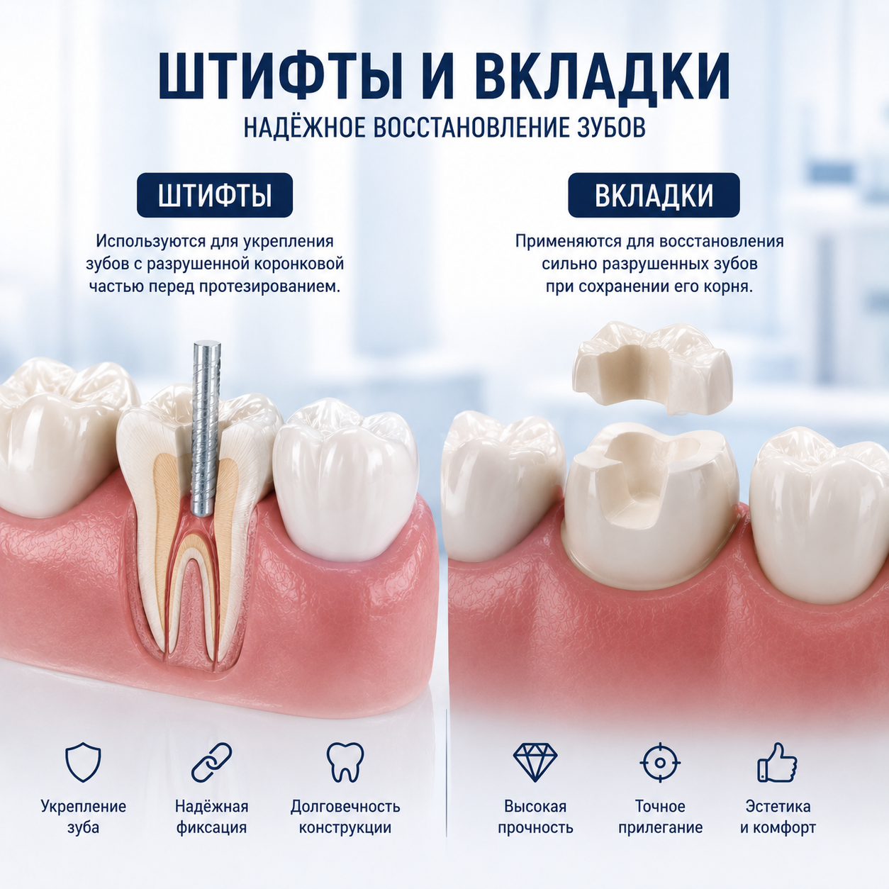 Штифты, вкладки